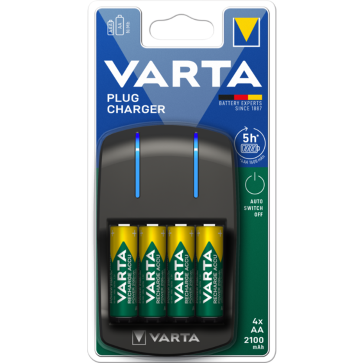 Cargador de pilas - Plug VARTA, Negro