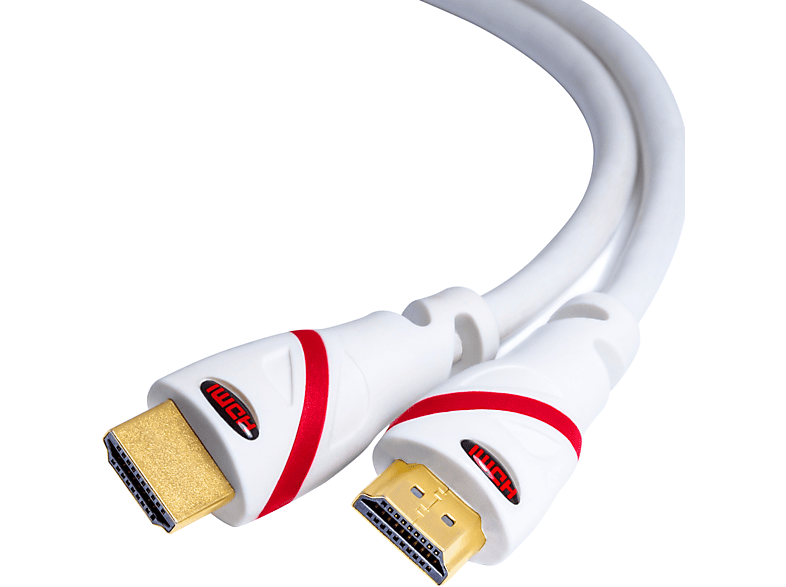 CSL HDMI Kabel, weiß/rot Kabel, HDMI 2.0 1,5m