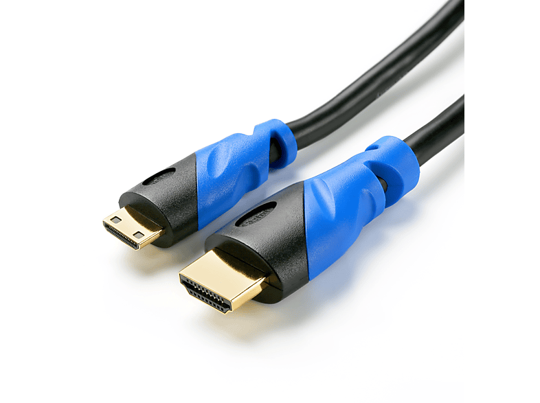 CSL MiniHDMI 2.0 Kabel, 3m HDMI Kabel, schwarz/blau