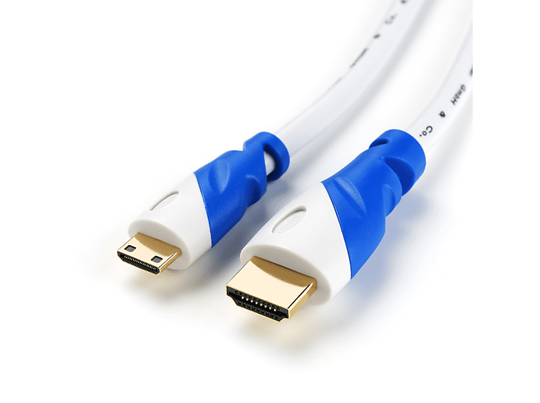 CSL Mini-HDMI 2.0 Kabel, 5m HDMI Kabel, weiß/blau