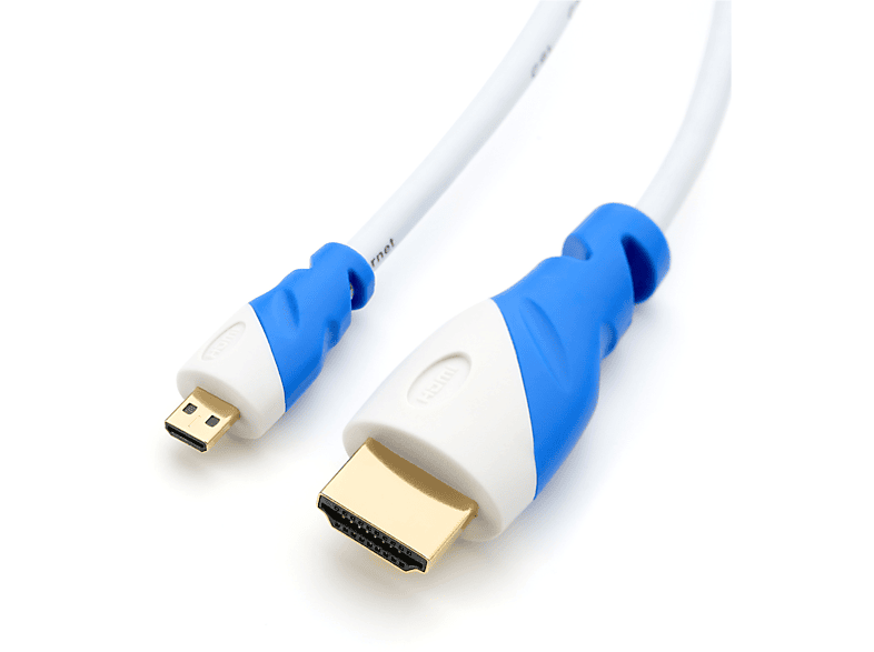 CSL HDMI 2.0 Kabel, gewinkelt, 2m HDMI Kabel, weiß/blau