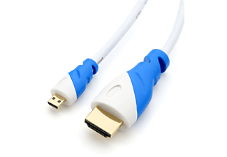 CSL HDMI 2.0 Kabel, gewinkelt, 1,5m HDMI Kabel, weiß/blau