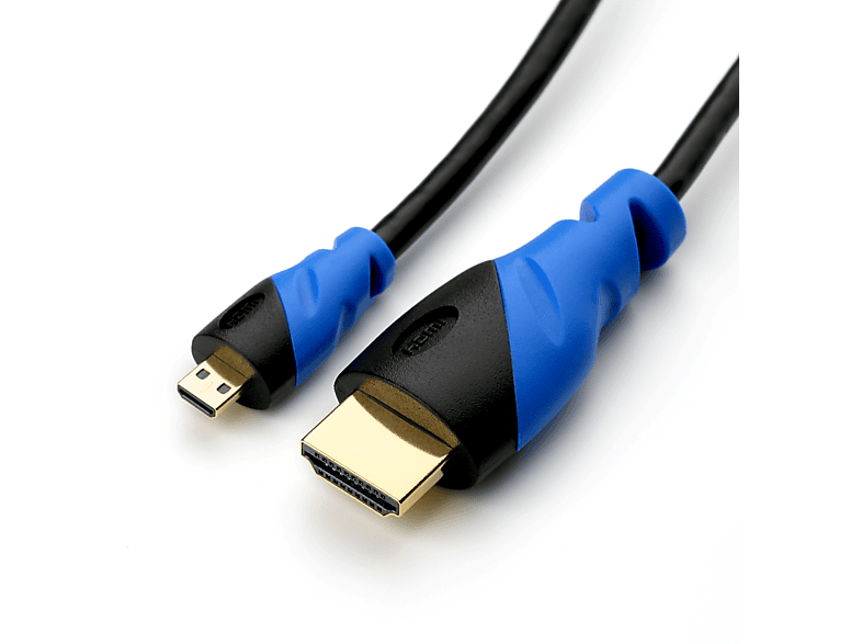 CSL microHDMI 2.0 Kabel, 2m HDMI Kabel, schwarz/blau
