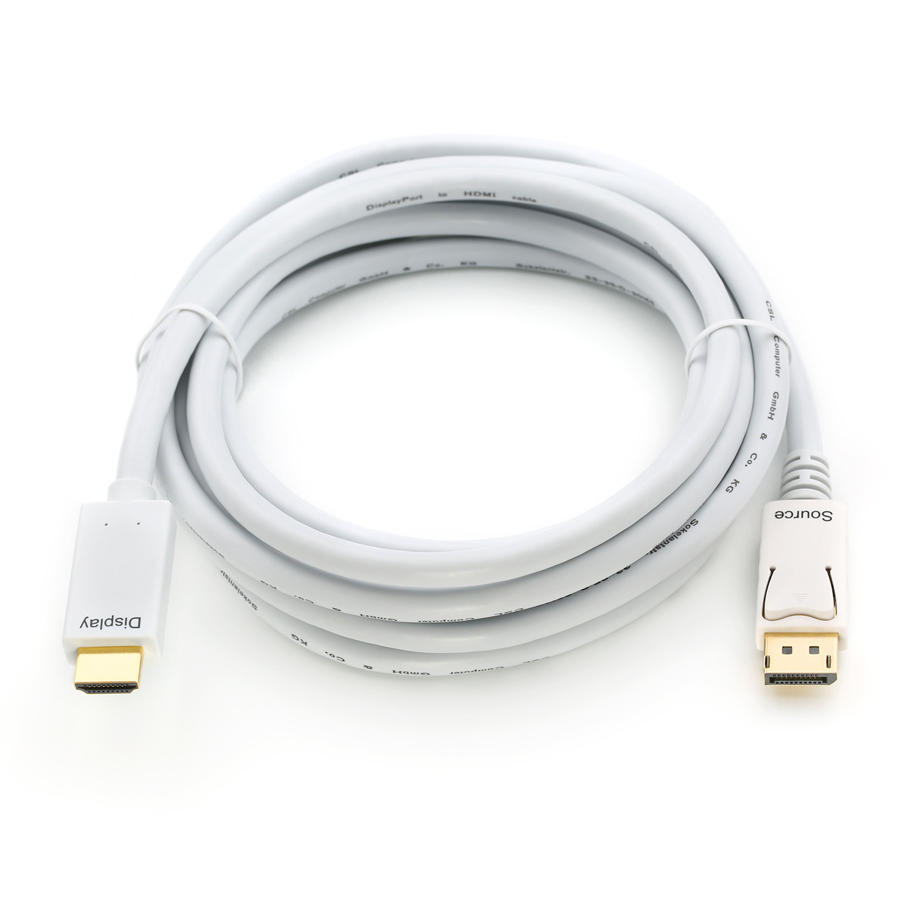 3m Kabel, weiß Kabel, DisplayPort CSL HDMI