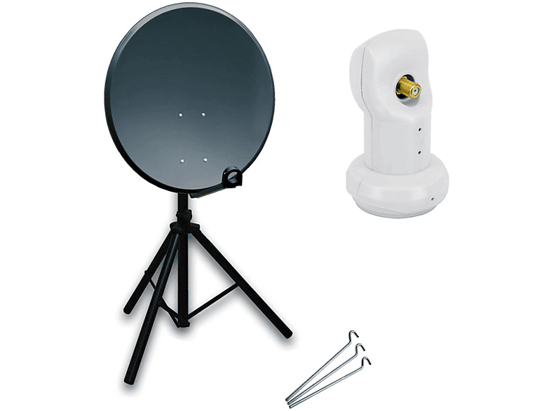 PREMIUMX Camping SAT Anlage 60cm Antenne Single LNB Dreibein-Stativ Sat Anlage (60 cm, Single LNB)