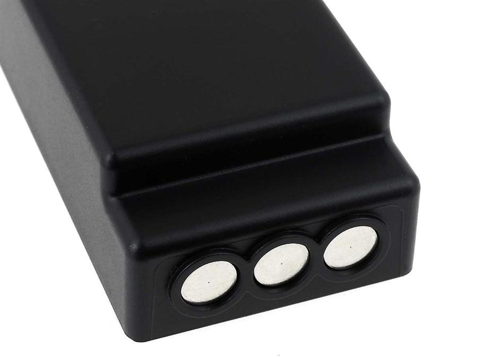 Un dispositivo rectangular negro con tres áreas circulares, plateadas y empotradas.