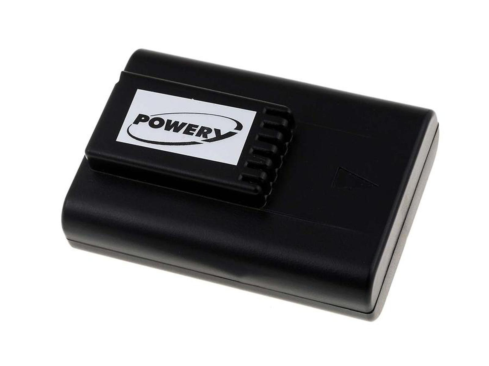 Batería rectangular negra con etiqueta blanca 'POWERY'.