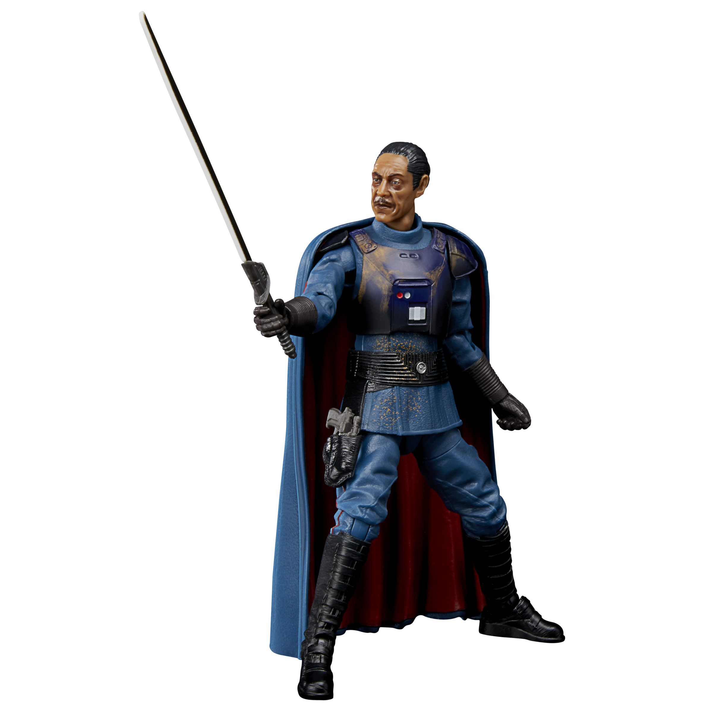 Figurka akcji Star Wars przedstawiająca oficera imperialnego w niebieskim mundurze i mieczem świetlnym.