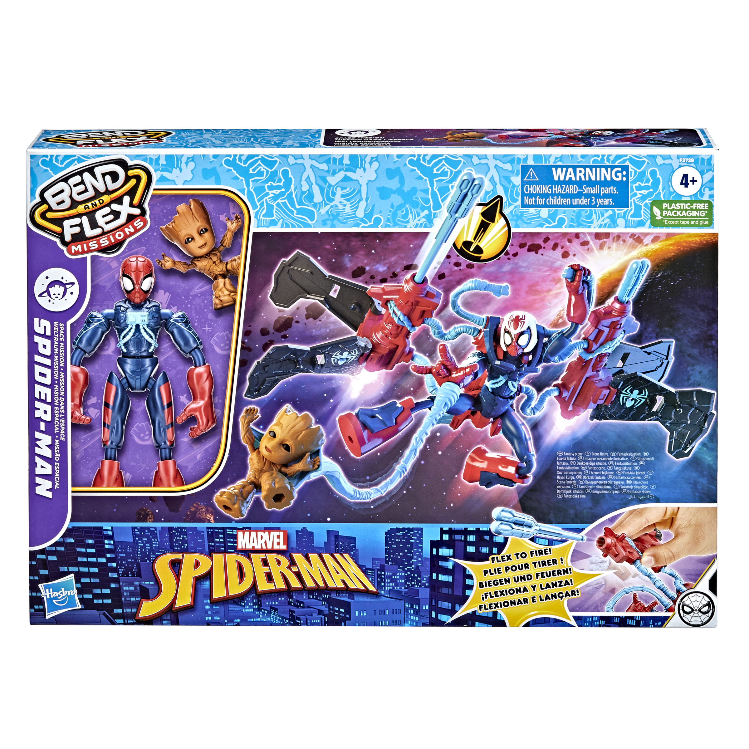 Figura - Marvel Spider-Man Bend and Flex Missions - Spiderman Misión Espacial SPIDER-MAN, 4 AÑOS+, Multicolor