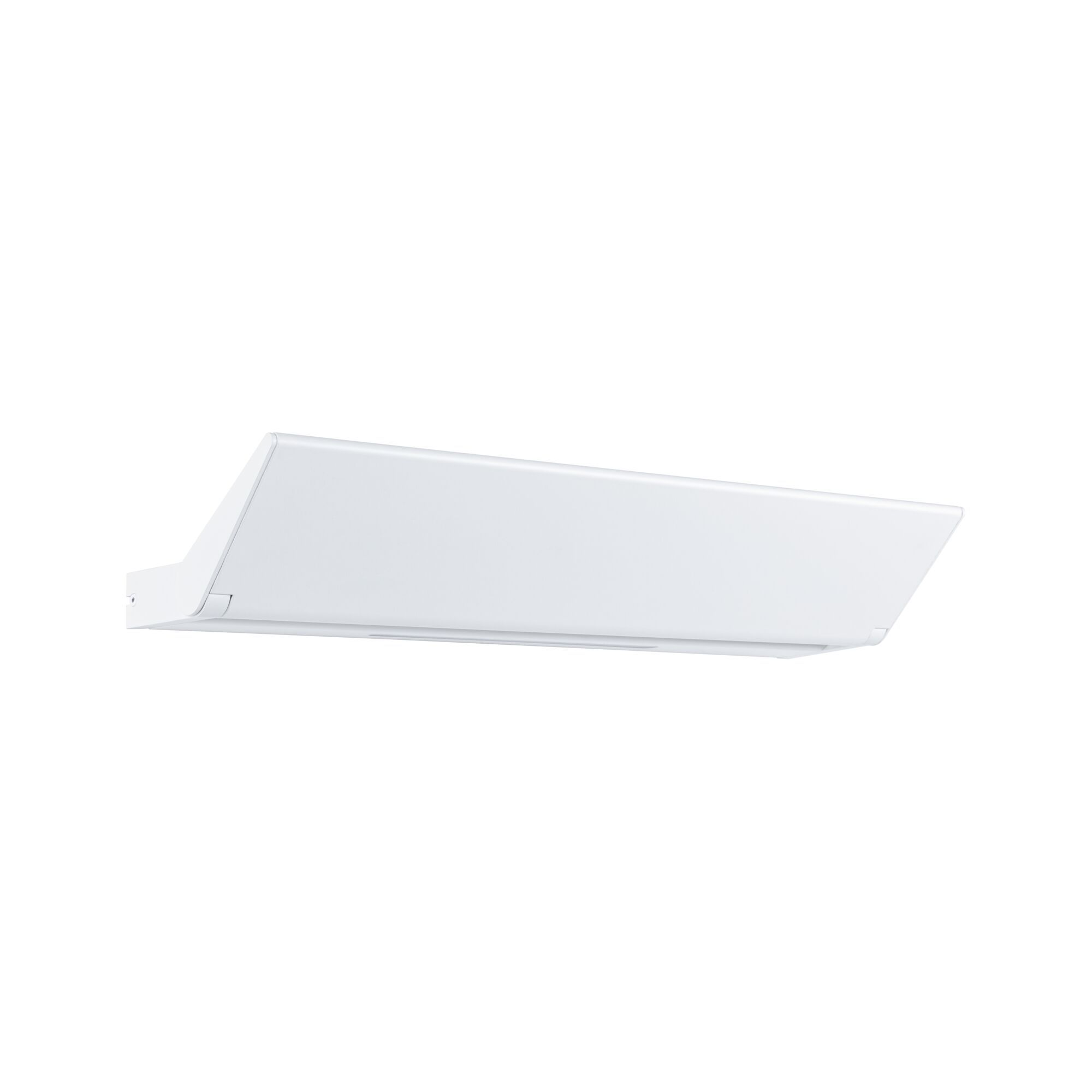 Weißes, rechteckiges LED-Leuchtmittel, abgewinkelt. Sauberes, modernes Design für Zuhause oder Büro.