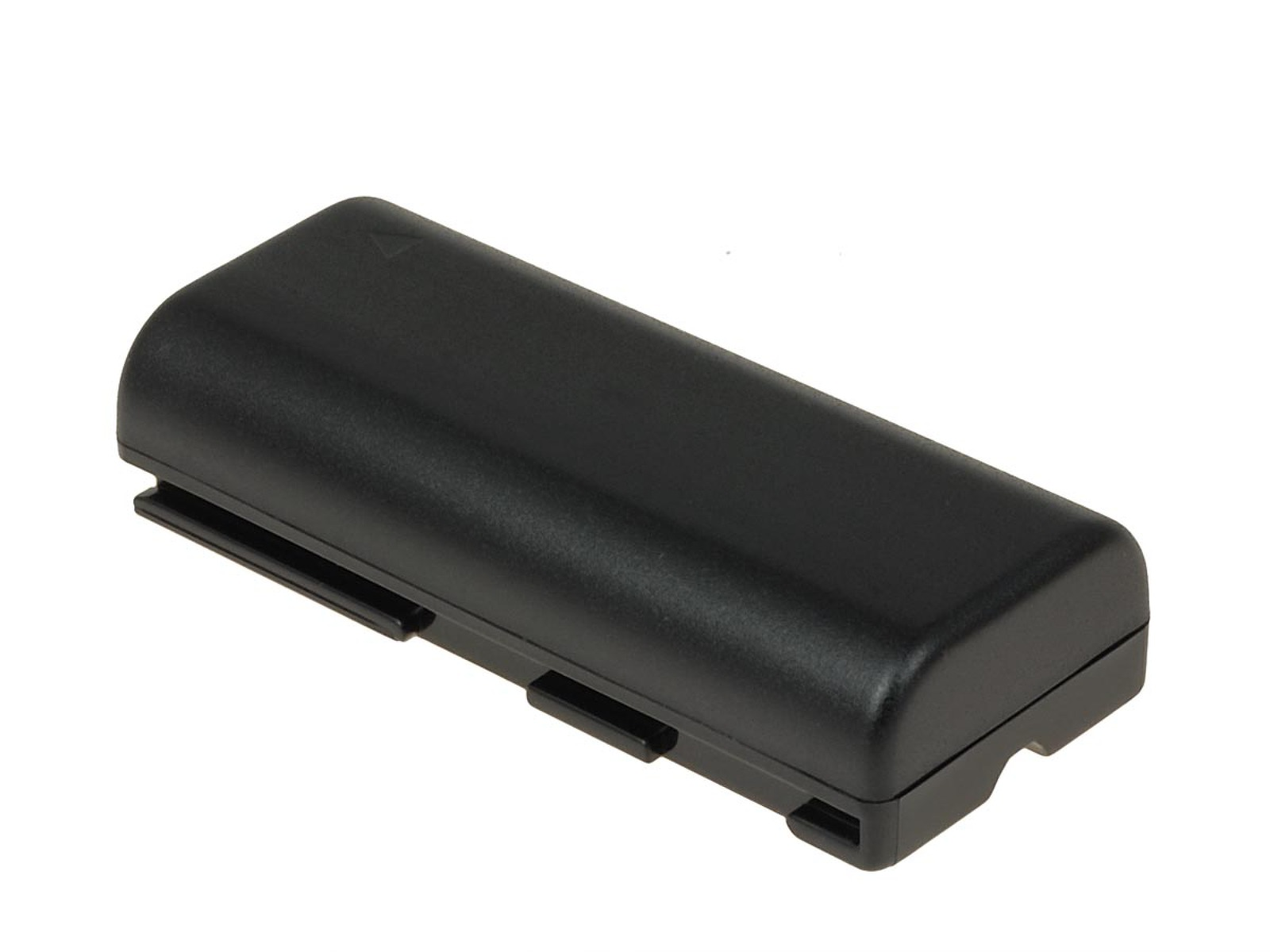 Una batería negra rectangular con parte superior redondeada, sobre un fondo blanco.