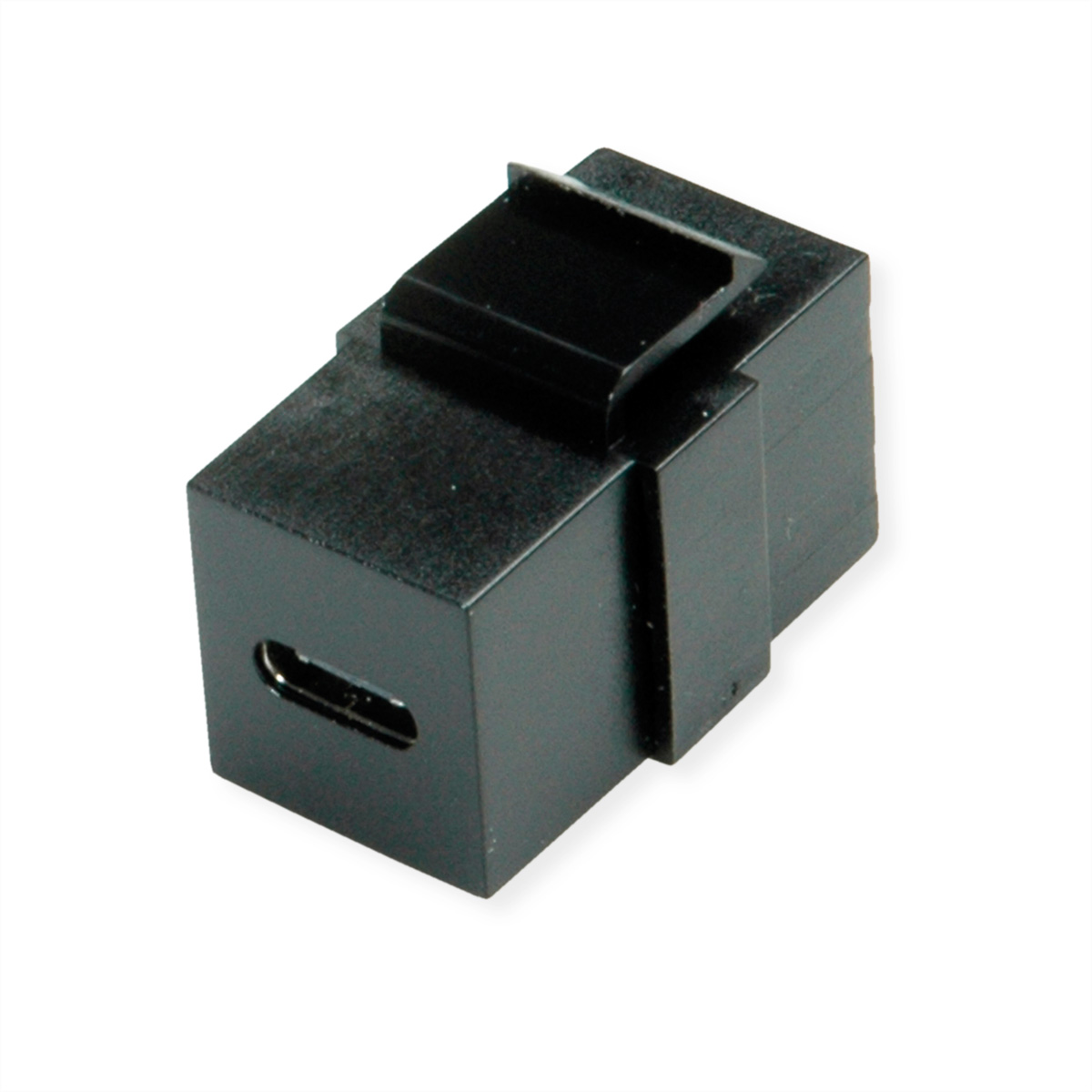 Schwarzer Adapter mit USB-Anschluss. Es ist ein kleines, rechteckiges Gerät.