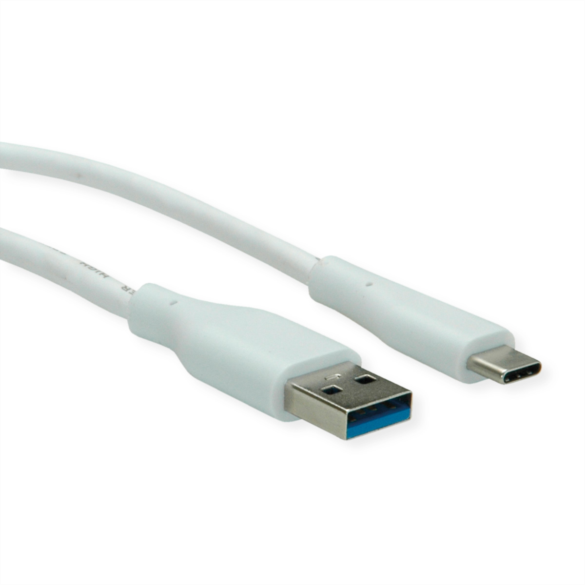 A white USB 3.0 cable with a USB-A and USB-C connector.