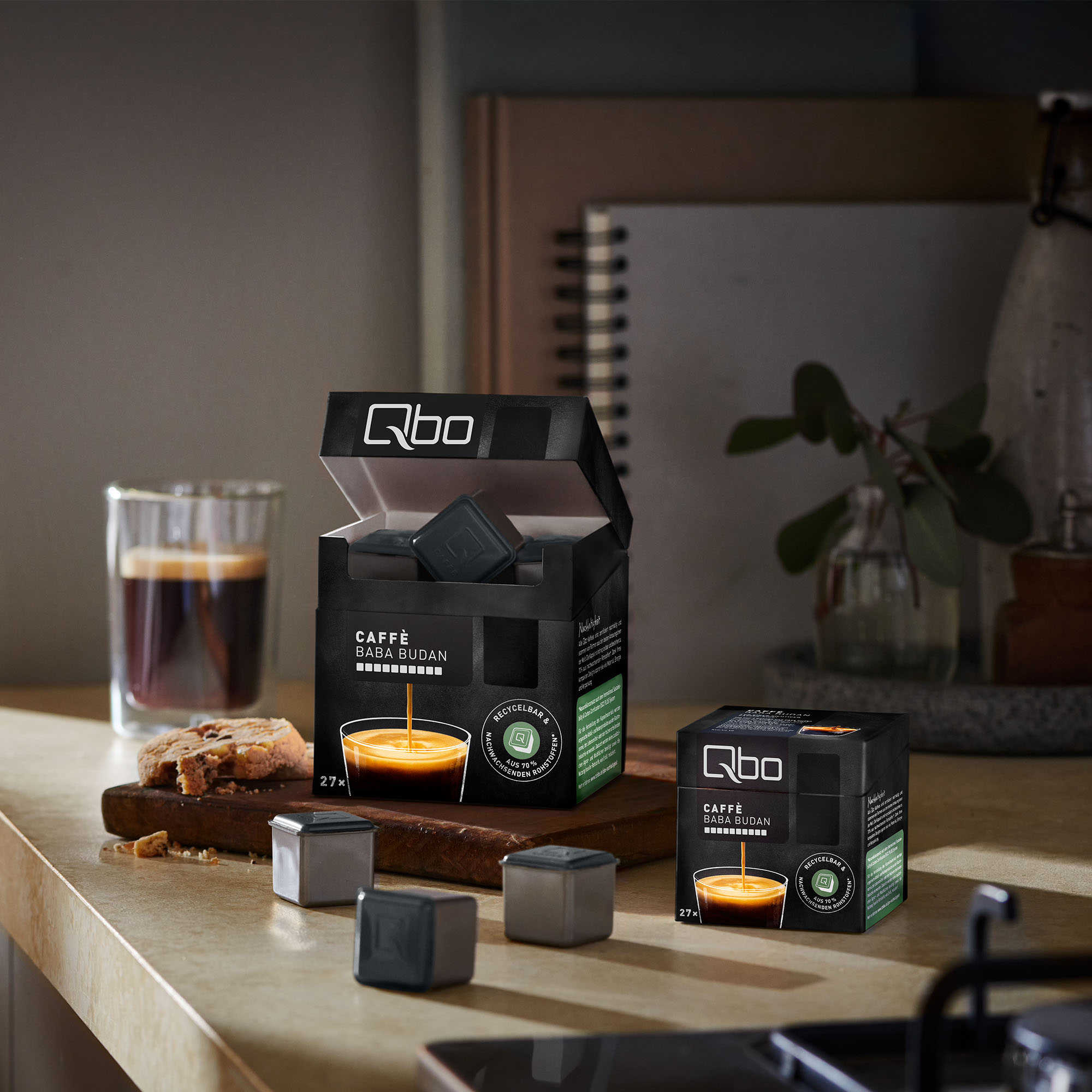 TCHIBO QBO von Qbo Anklängen (Tchibo (kräftig Schokolade) Caffè Baba dunkler 8 Budan, Kaffeekapseln mit Kapselsystem) Stück