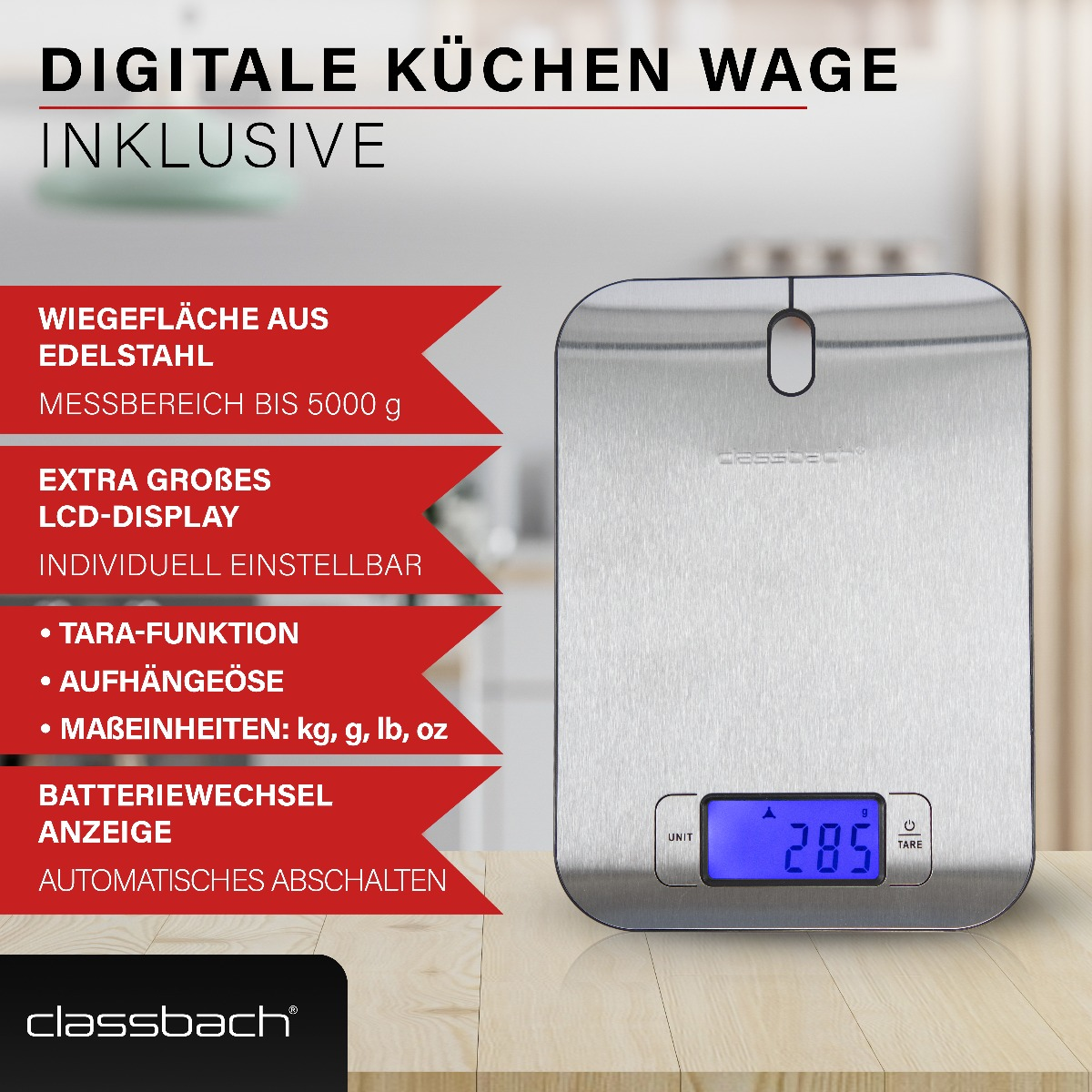 (1200 Küchenmaschine Silber C-KM 4004 W Watt) CLASSBACH