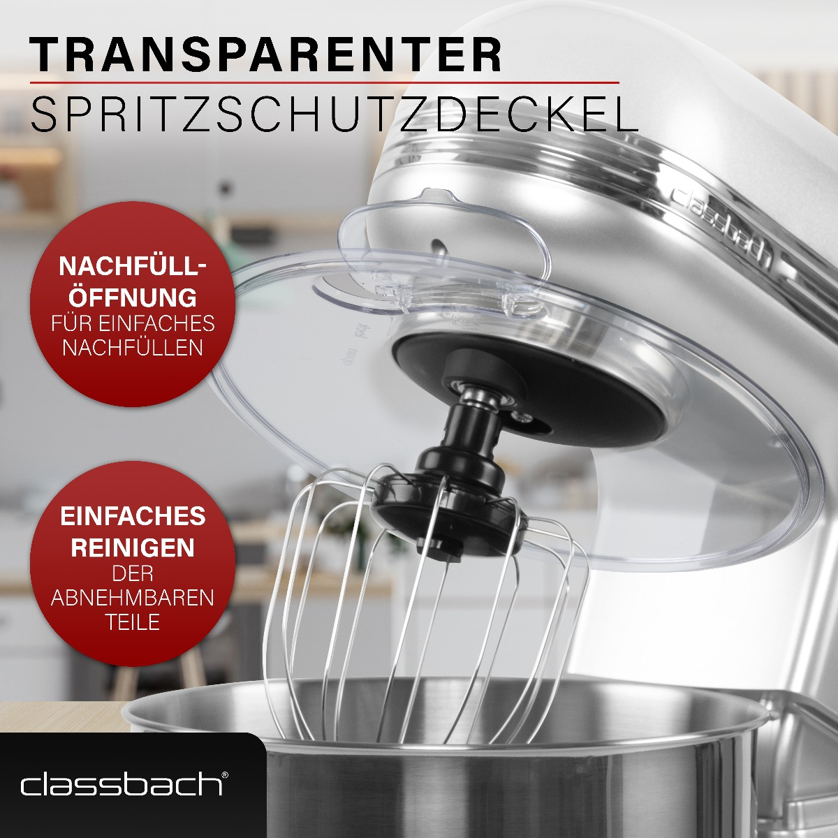 (1200 W 4004 C-KM Küchenmaschine Watt) CLASSBACH Silber