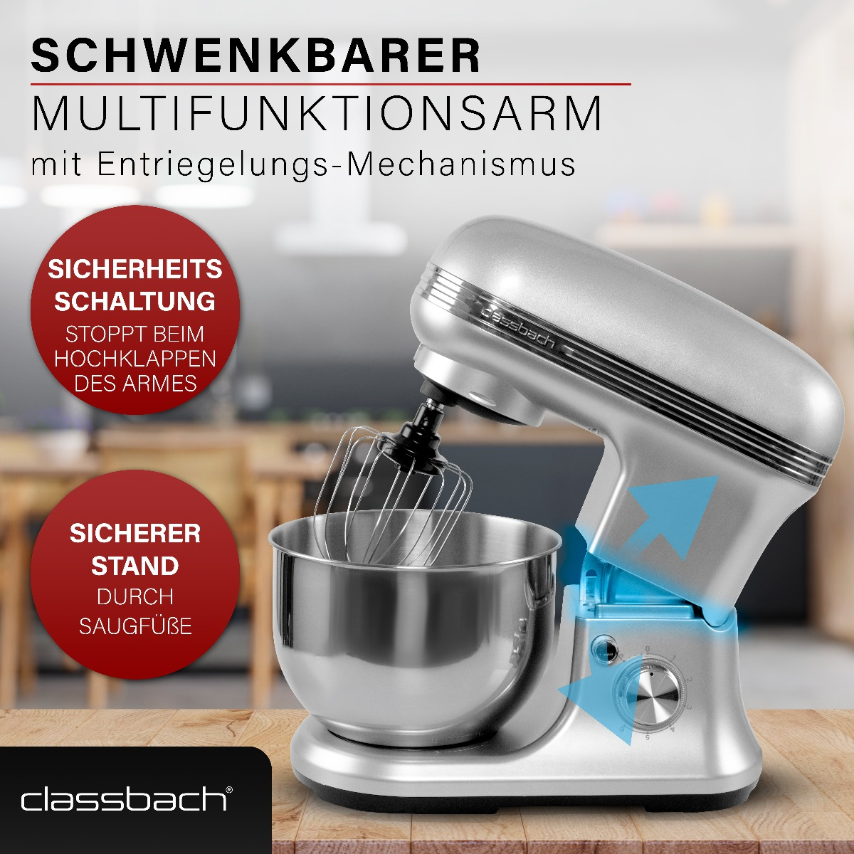 (1200 Silber Watt) C-KM 4004 CLASSBACH W Küchenmaschine