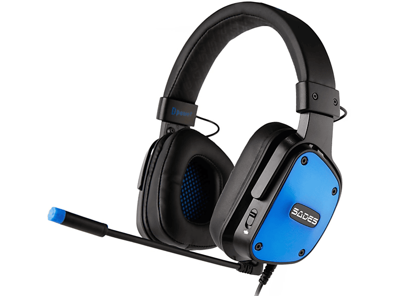 schwarz/blau Over-ear SADES SA-722, Gaming Dpower Headset