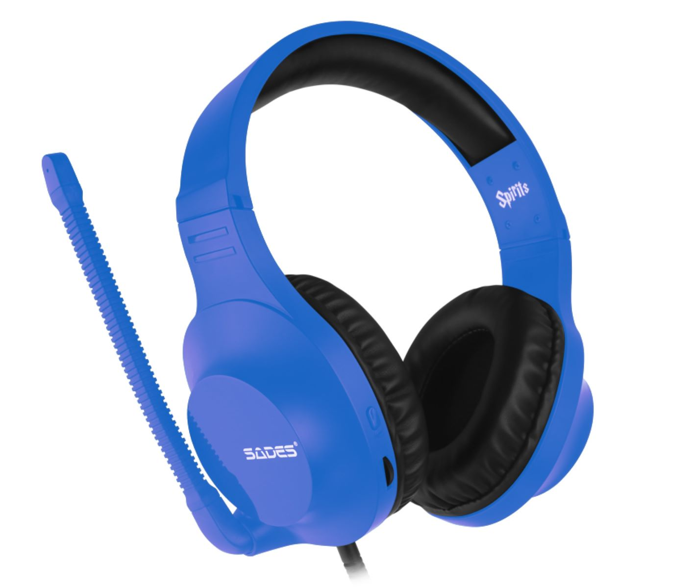 Blaue Gaming-Kopfhörer mit Mikrofon und dem Markennamen SADES.