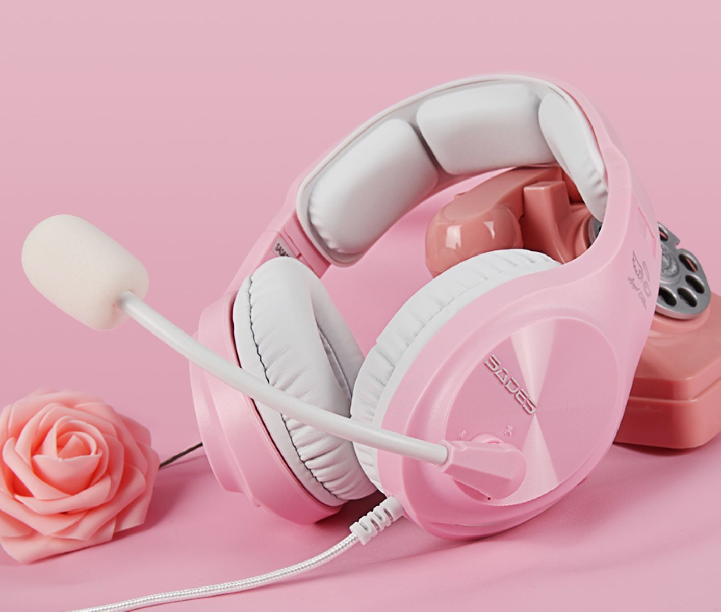 SADES A2, Over-ear Gaming-Headset pink/weiß
