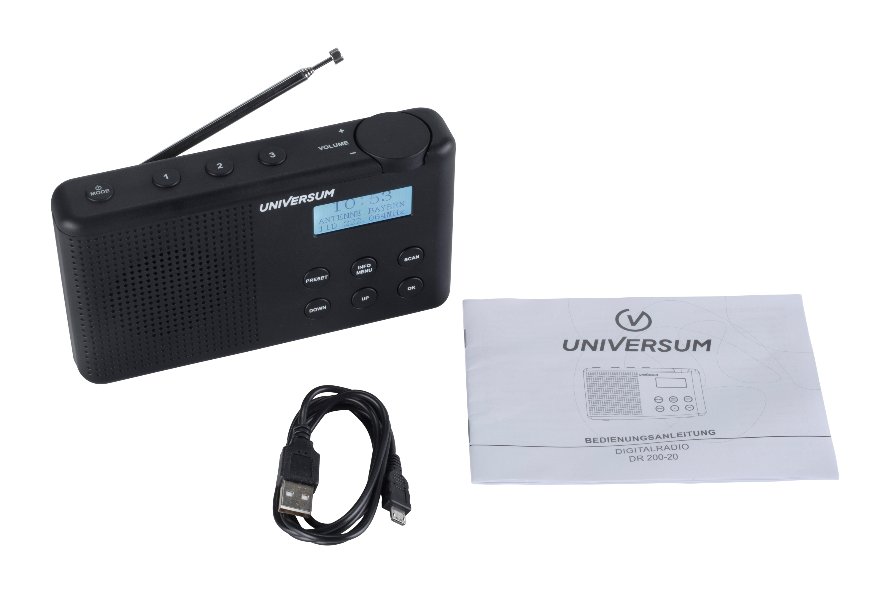 UNIVERSUM DR 200-20 FM, DIGITALRADIO, Bluetooth, schwarz DAB, DAB+, FM, DAB