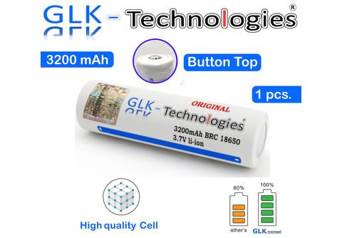 GLK-TECHNOLOGIES 18650 Akkuzelle Button Top 3200 mAh 3.7V 30A lithium-ionen  Akku