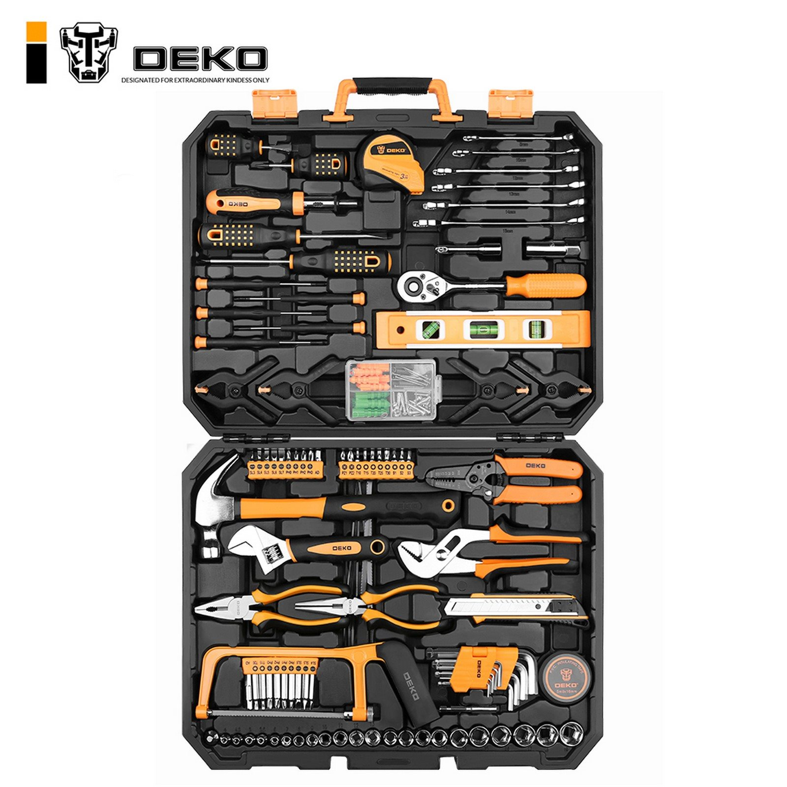 DEKO Werkzeugset 168 Handwerkzeug, tlg. schwarz