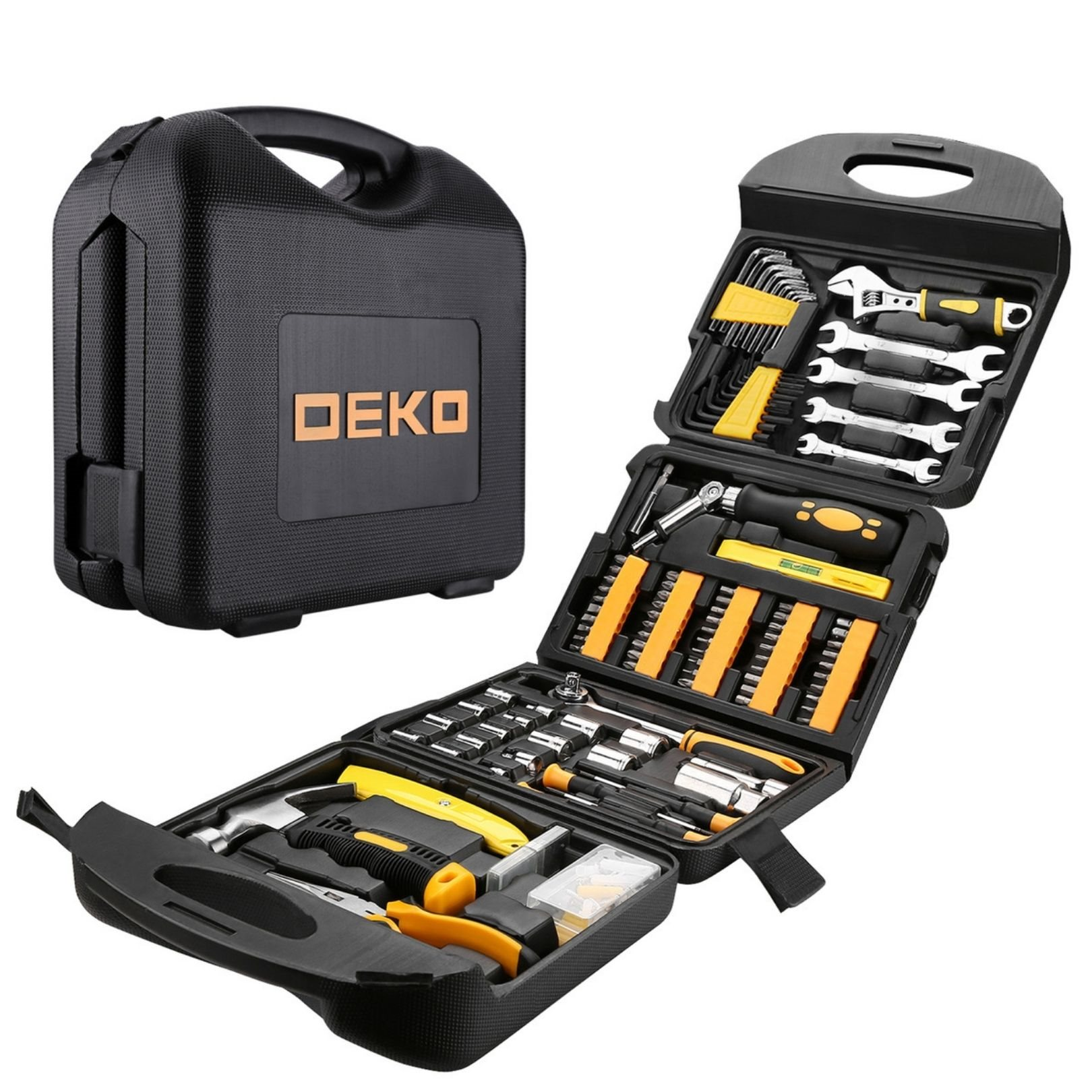 DEKO Werkzeugset 165 inkl Handwerkzeug, schwarz | Koffer tlg