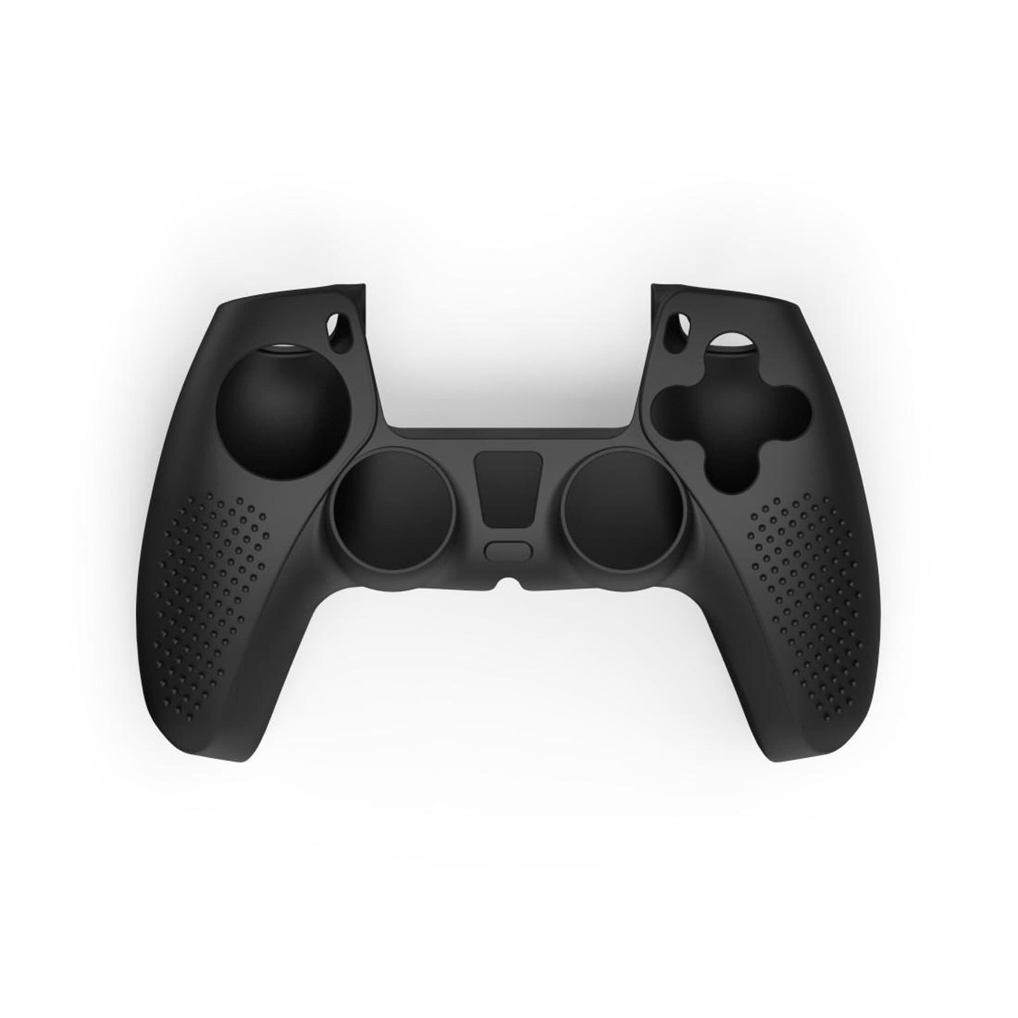 Eine schwarze Controller-Hülle für einen Gamecontroller auf weißem Hintergrund.