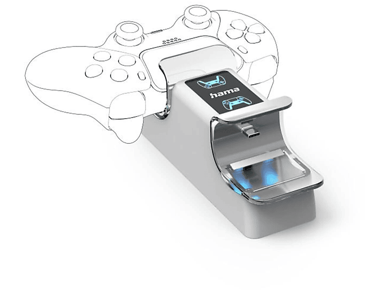 HAMA Ladestation für PlayStation 5, Zubehör für PS5, Weiß