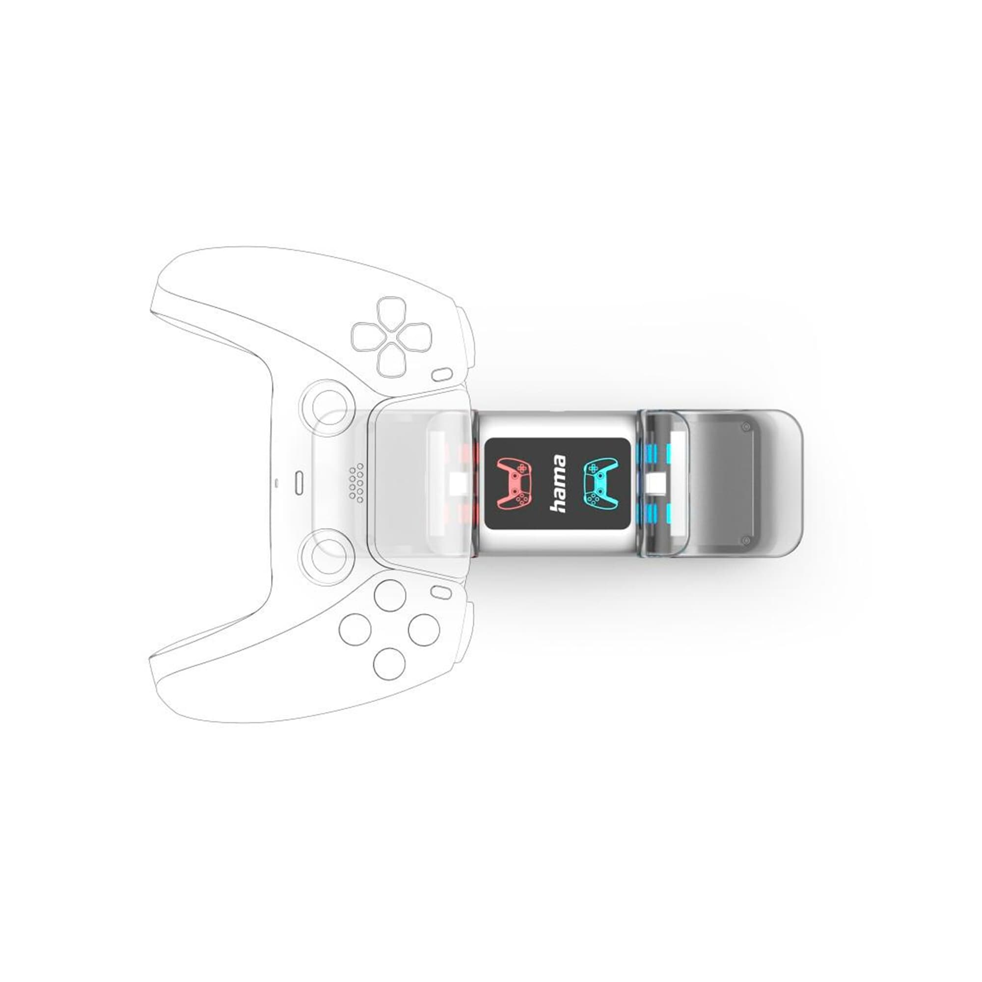 Kontroler do gier ze złączem USB-A, czarno-czerwone logo z boku.