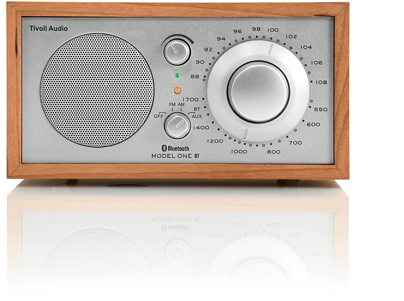 TIVOLI AUDIO One FM-Radio, Silber/Kirsche FM, Model BT FM, Bluetooth,