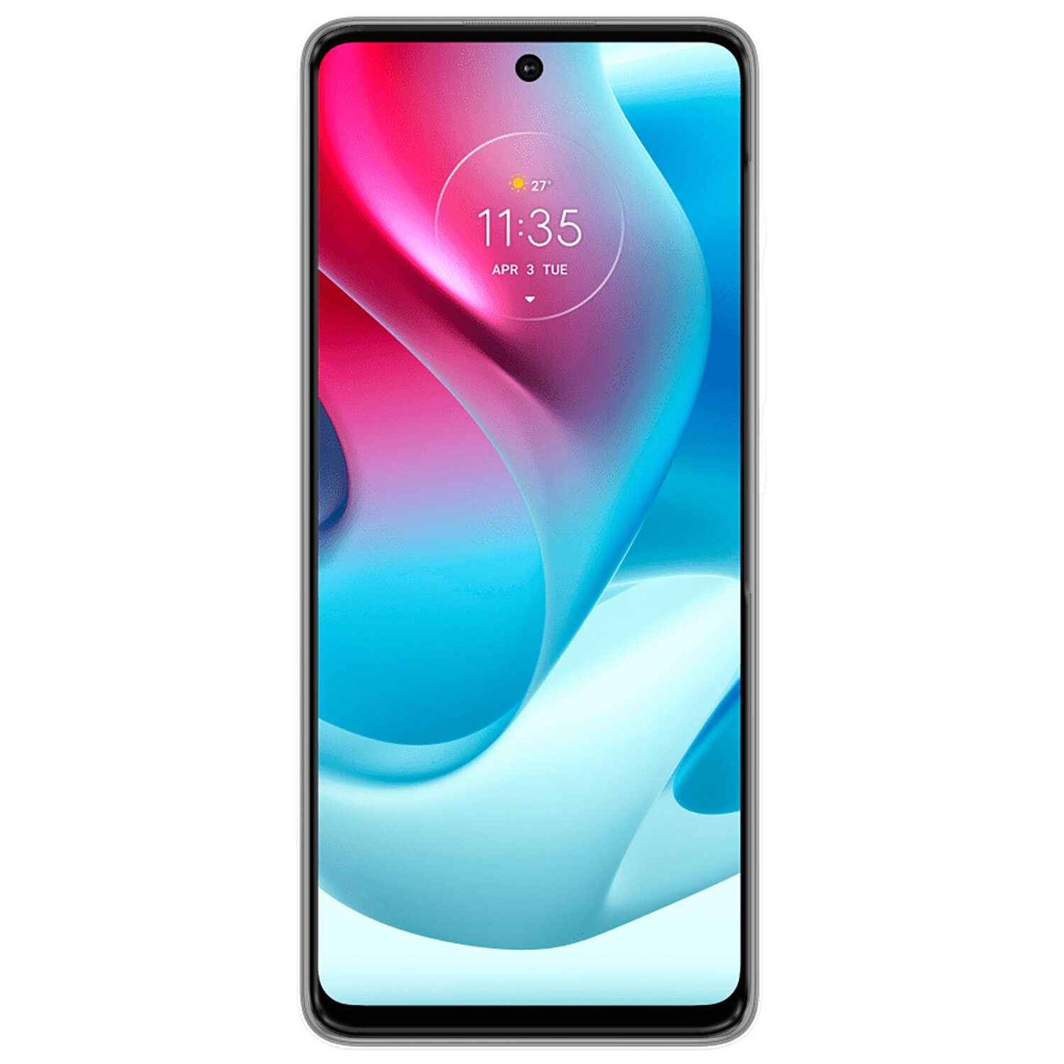 Schwarzes Smartphone, das die Uhrzeit und das Datum auf dem Bildschirm anzeigt.