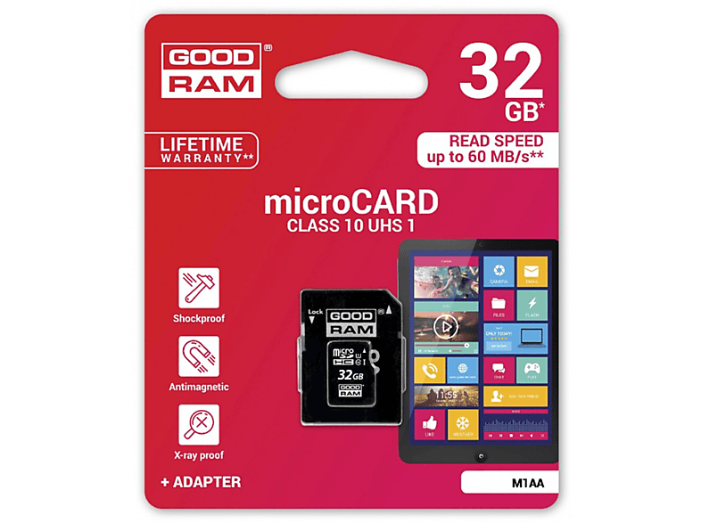 GOODRAM Class 10 UHS-I, Micro-SDHC Speicherkarte, SD 32 Micro GB