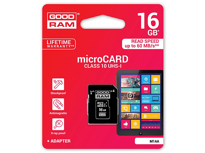 GOODRAM Class 10 UHS-I, Micro-SDHC Speicherkarte, 16 SD Micro GB