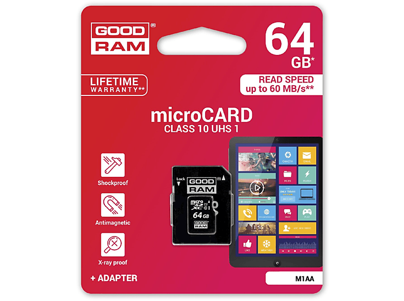 GOODRAM Class 10 UHS-I, Micro-SDHC Micro SD Karte, 64 GB