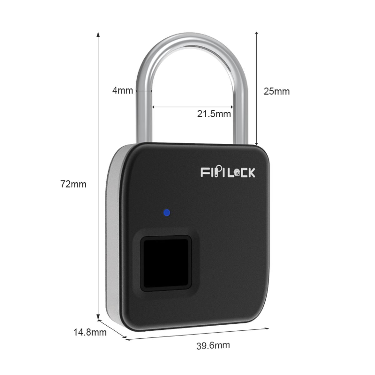 HYRICAN Smart Lock, Fingerabdruck-Vorhängeschloss, Fahrradschloss schwarz/silber Vorhängeschloss