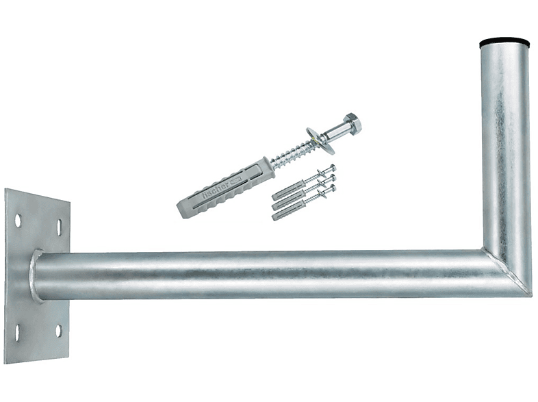 Antenne Schraubensatz SAT-Wandhalterung, cm PREMIUMX Stahl Wandhalter Wandhalterung verzinkt 45-50 Silber