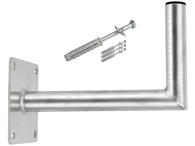PREMIUMX 40cm Große ALU Wandplatte extra Halter TÜV SAT-Wandhalterung, Silber Wandhalter SAT Schraubensatz