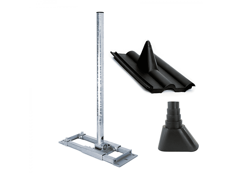 PREMIUMX DELUXE X130-48 Dachsparrenhalter 130cm Mast Frankfurt Dachabdeckung Manschette schwarz Dachsparrenhalterung, Silber | Antennen- & TV-Zubehör