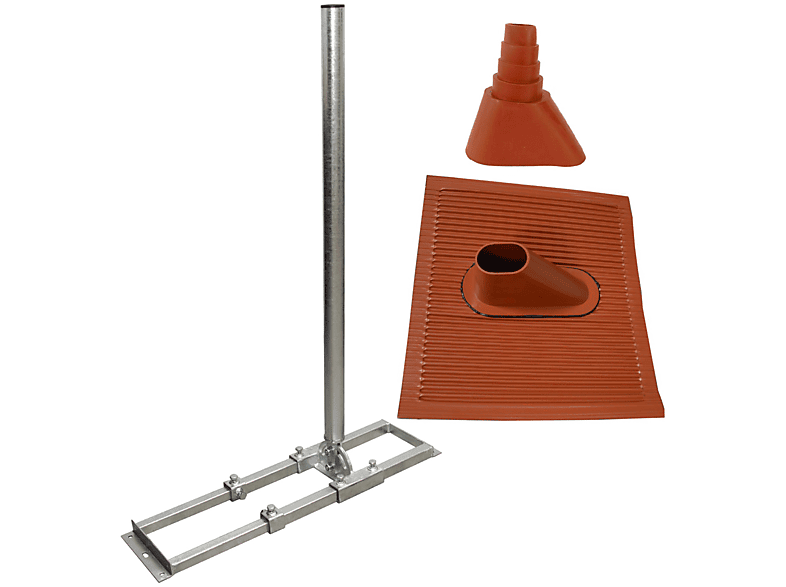 PREMIUMX PROFI X100-48F Dachsparrenhalter rot Silber ALU-Ziegel Manschette voll feuerverzinkt Dachsparrenhalterung