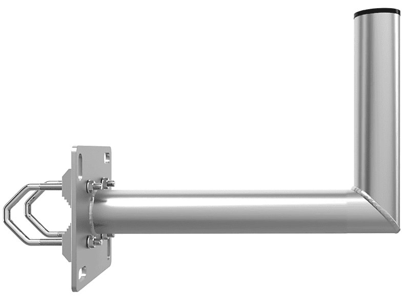 PREMIUMX 35cm Balkon-Ausleger ALU Geländer für SAT-Antenne Schellen Wand-Halter Silber Balkon-Halterung Geländerhalterung, mit
