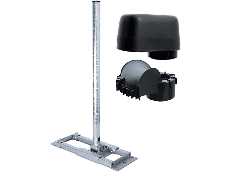 PREMIUMX DELUXE X90-60 Dachsparrenhalter 90cm Ø 60mm Mast für Sat-Antenne SAT Mastkappe mit Kabeldurchführung Dachsparrenhalterung, Silber | Antennen- & TV-Zubehör
