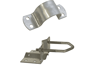 PREMIUMX Mastschelle Mastfuss Mastfußschelle Sat Antennen Mast Befestigung Mastschelle, Silber