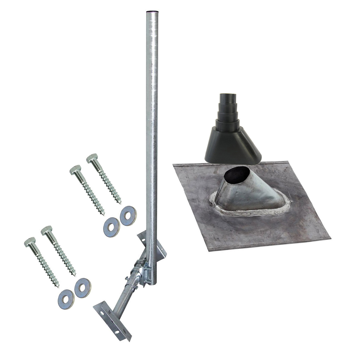 PREMIUMX BASIC X120-48F SAT 48mm Teleskop-Dachsparrenhalter Dach Dachsparrenhalterung, Blei Silber Mast Montage-Set 120cm