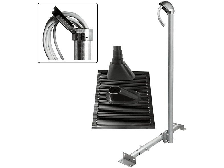 PREMIUMX BASIC X120-48 SAT Dachsparrenhalter 120cm Mast ALU-Ziegel Tülle Kappe Dachsparrenhalterung, Silber