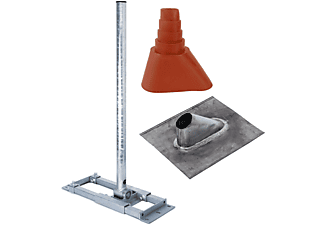 PREMIUMX DELUXE X130-48 SAT Dachsparrenhalter 130cm Mast Blei-Ziegel Manschette rot Dachsparrenhalterung, Silber