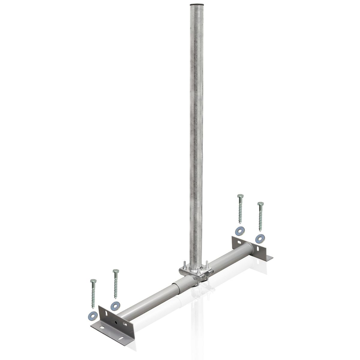 PREMIUMX BASIC X100-60 Dachsparrenhalter 100cm Silber Holzschraubensatz 60mm Mast Dachsparrenhalterung