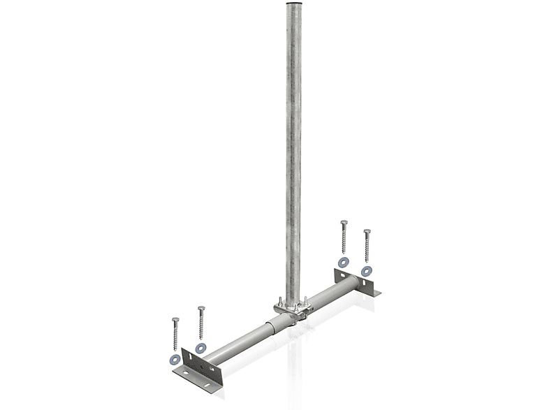 Mast 60mm BASIC PREMIUMX 100cm Dachsparrenhalterung, X100-60 Dachsparrenhalter Silber Holzschraubensatz