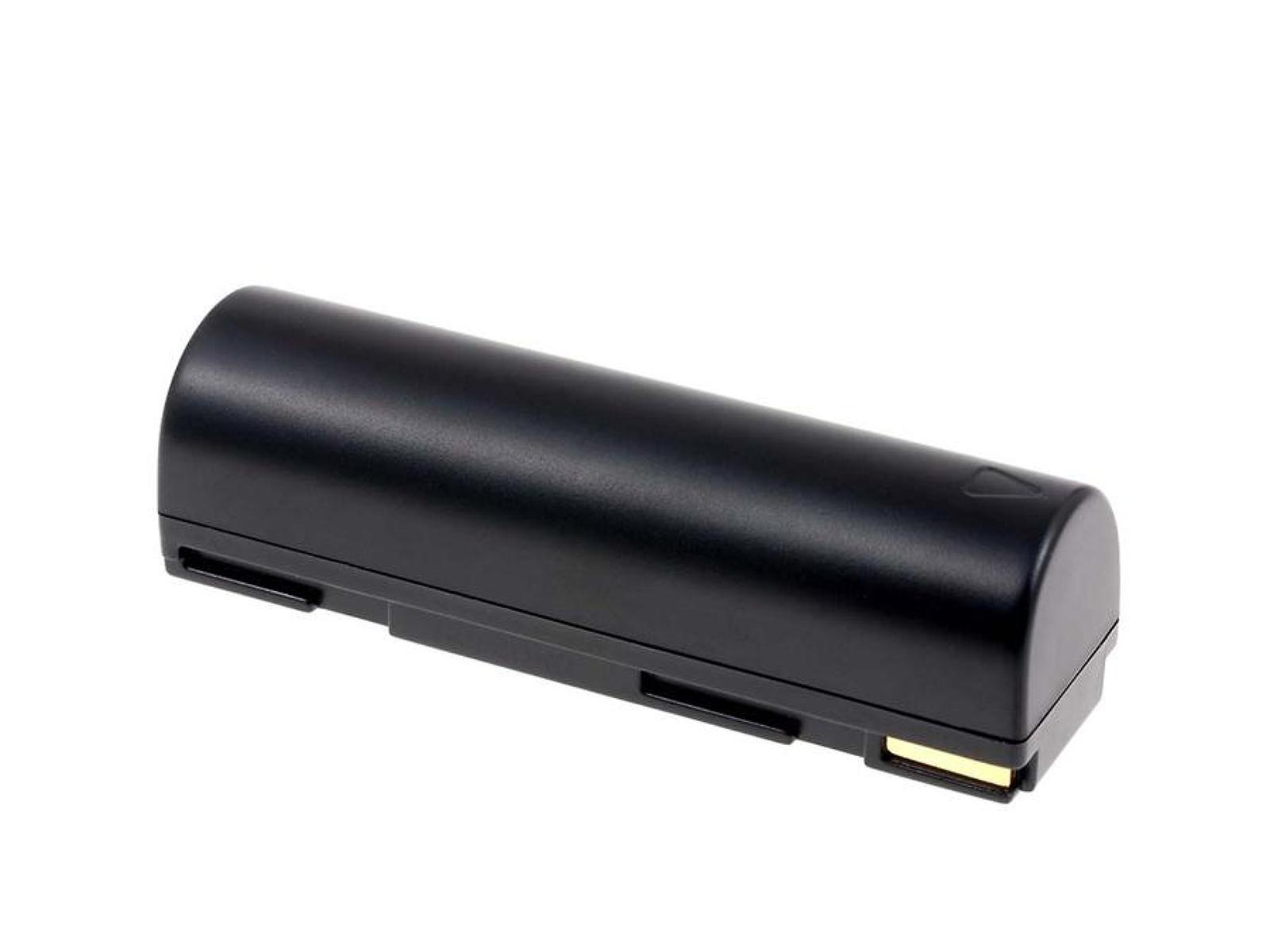 Una batería de cámara rectangular negra con un punto de contacto dorado.